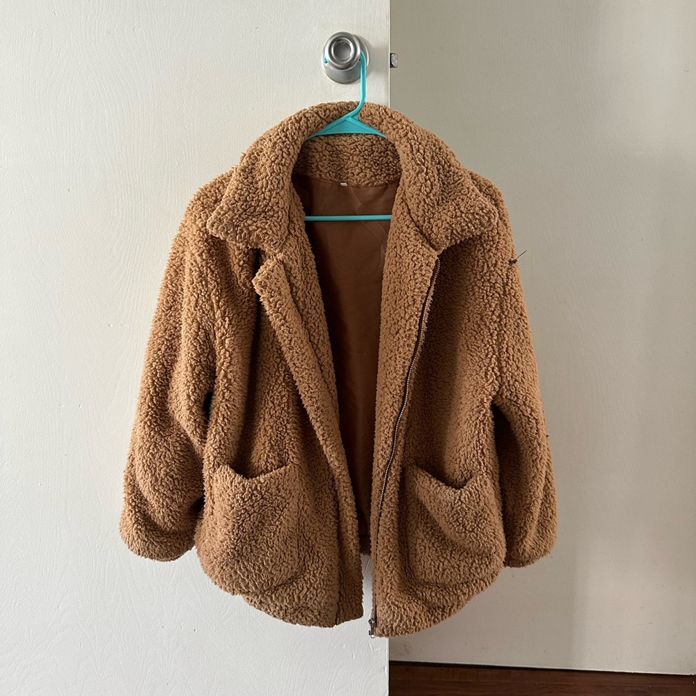 Shein brown teddy jacket
